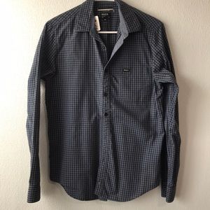 RVCA Blue plaid button down shirt Men’s Small Slim